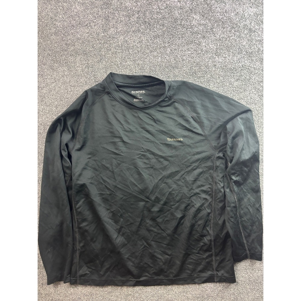 Simms Fishing Shirt Mens Large Black Long Sleeve Performance Technical Tee